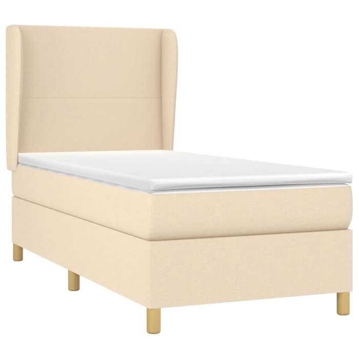 Maison Exclusive - Sommier à lattes de lit et matelas Crème 90x190 cm Tissu
