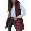 New Women's Coat Solid Color Medium and Long Vest Hooded Slim Sleeveless Coat Women