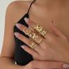 Ingemark 6Pcs/Set Classic Gold Color Hollow Irregular Texture Open Rings Women Vintage Geometric Finger Ring Couple Jewelry Gift