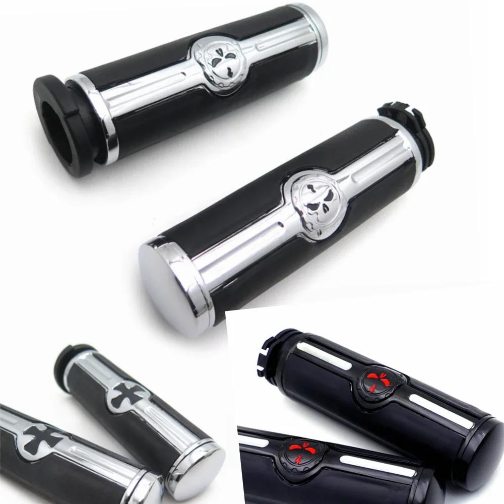 Мотозапчасти Череп 1" Механические Рукоятки Руля для Harley Davidson 1996-Позднее VRSC XL XR Dyna Softail YAMAHA Хром/Черный