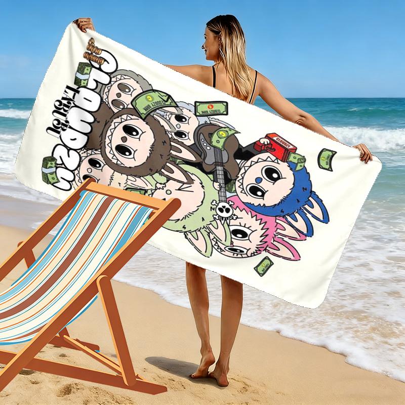 Whimsical cartoon monster 2D Flat Print Beach Towel, Large Soft Quick Dry Towel for Beach Camping SwimmingZSTJ0915429