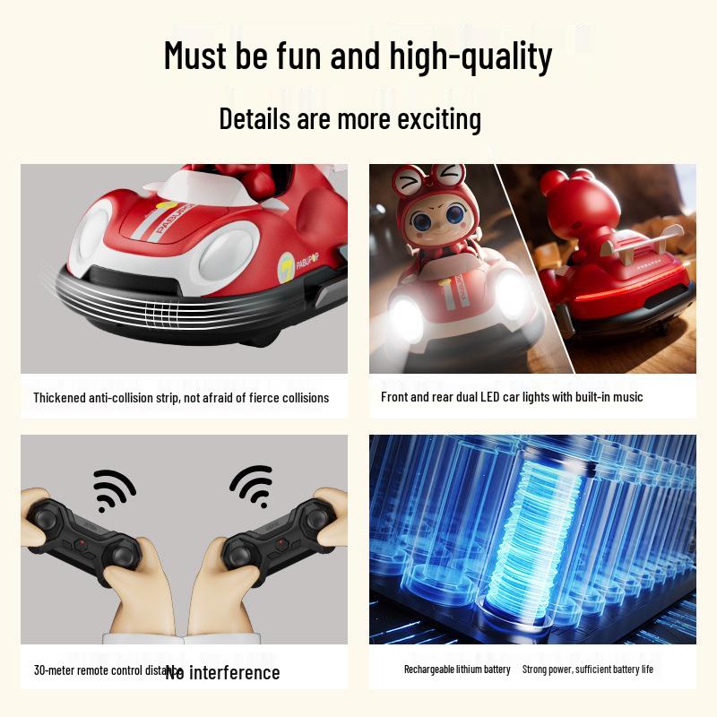 Y7 Kids' Cartoon Remote Control Bumper Car: Double Battle Drifting Mini Go-Kart Toy