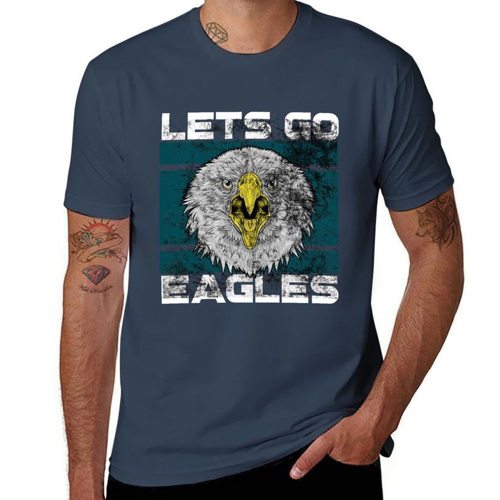Lets Go Eagles Washed And Worn Look Tshirt All Weather Casual Short Sleeve