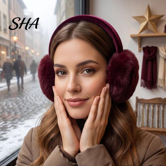 Winter Ear Warmers for Women Women's Muffs, Soft Faux Rabbit Fur Wind Resistant Sports Commuting, Plush Fluffy Cold Weather Outdoor Earmuffs
