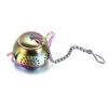Durable Stainless Steel Tea Infusers with Chain Multicolor Tea Strainer Herbal Spice Filter Teapot Shape Diffuser Kitchen Gadget