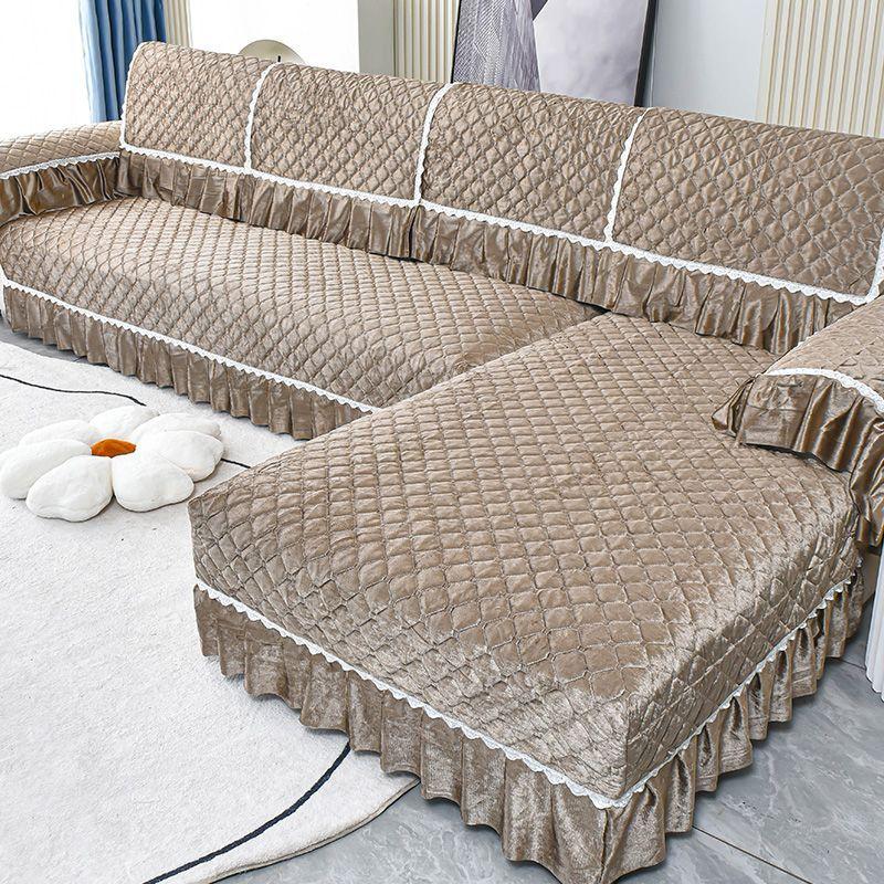 Роскошный золотой бархатный чехол для дивана для гостиной, однотонный грязеотталкивающий чехол для дивана, эластичная защитная подушка, 1-3 места, диванное полотенце