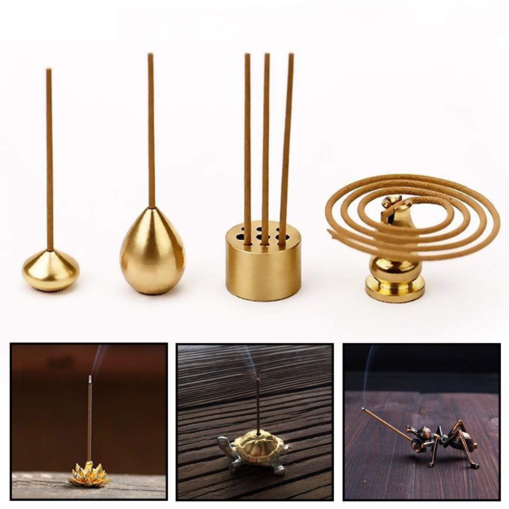 Ornament Home Decor Buddhism Gadgets Copper Censer Ash Catcher Incense Holder Joss-stick Inserted