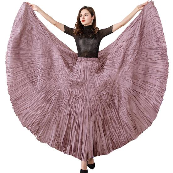 Women Maxi Skirt Elastic High Waist Super Large Pendulum Design Long Skirt Pleated Dance Skirt Party Wear