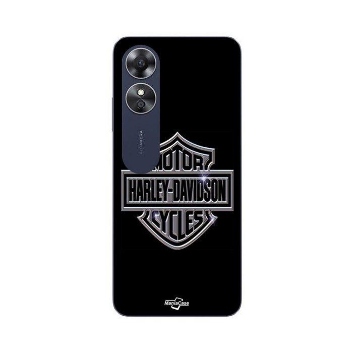 Чехол для Oppo A17 Логотип Harley Davidson мотоциклы серый передняя часть черная