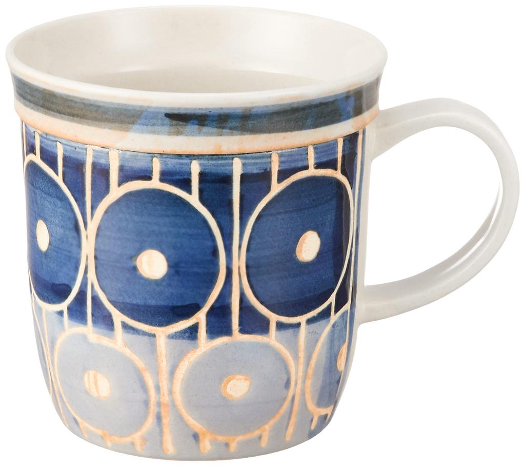 Кружка Hamato Hasami Ware, двойная структура, большая, 270 мл, двухцветная, синяя, сделана в Японии, 397738