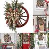 Festival Red Wheel Wreath Front Door Xmas Garland with Ribbon