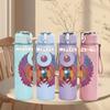 1PC Purple Moon Symbol 750ml sports water bottle leakproof straw lid outdoor office home