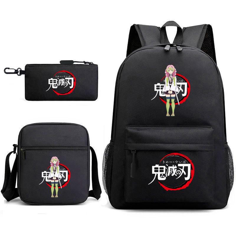 New Schoolbag Animation Three-piece Set Heat Transfer Schoolbag Small Shoulder Pencil Bag Primary and Secondary School Students Backpack