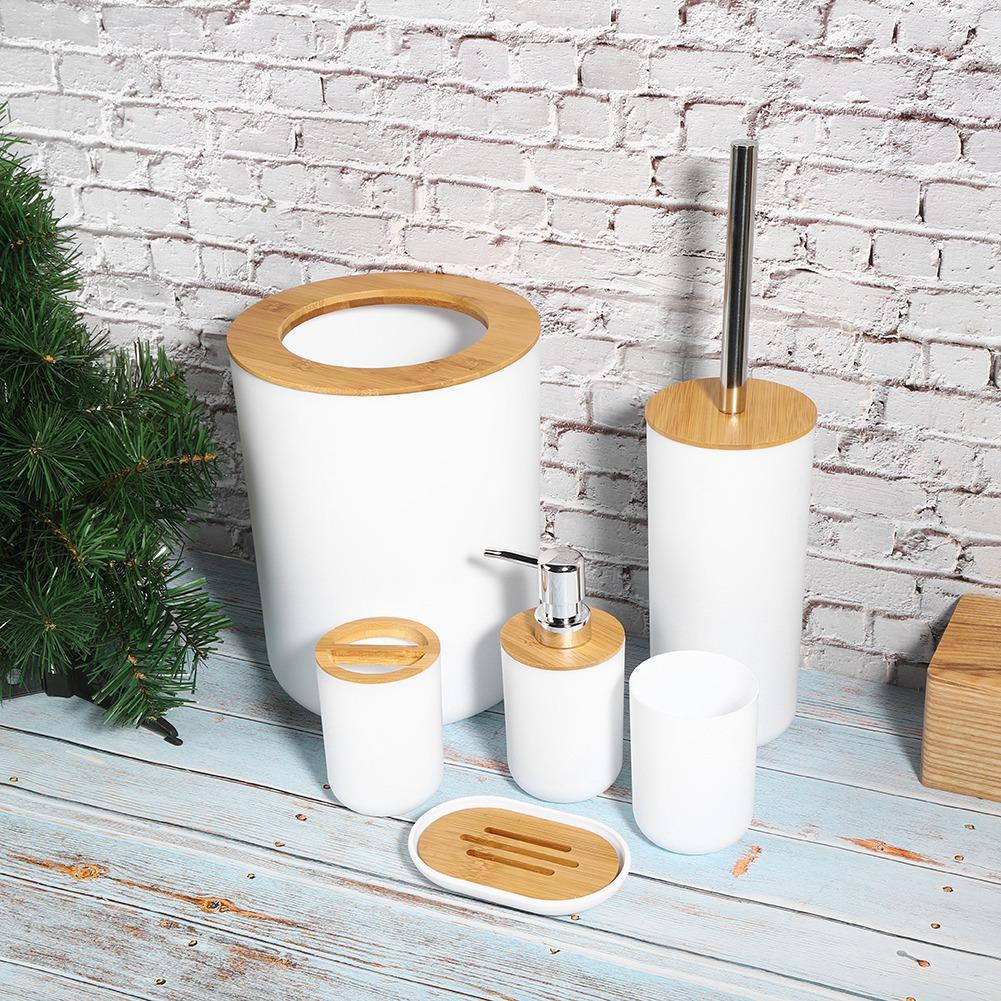 Набор из 6 предметов для дома, ванной комнаты, мыльница, держатель для зубных щеток, стакан для полоскания, бутылочка для лосьона, набор аксессуаров, белый