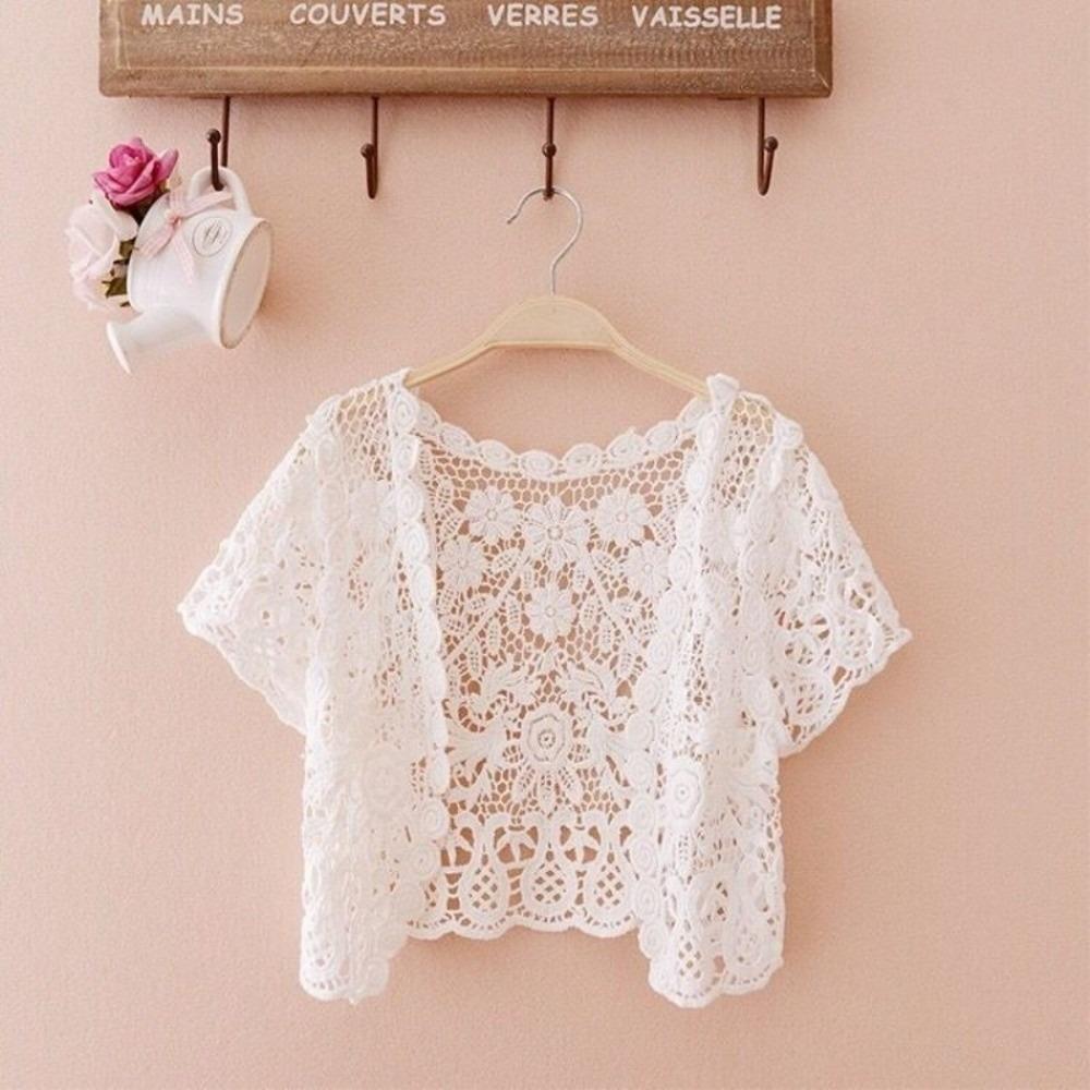 Open Front Bridal Summer Jacket Black/White Short Sleeve Cardigan Elegant Knit Vest for Women