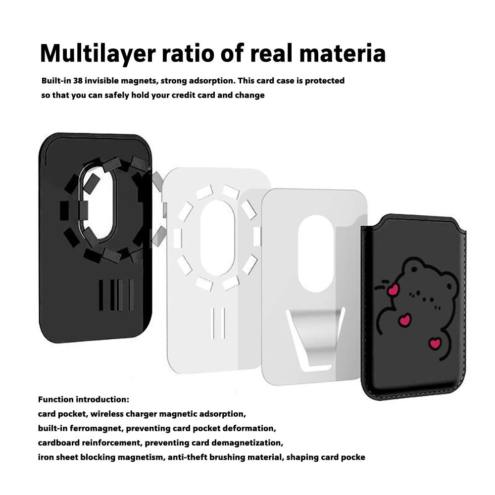 Милый Мишка Забота Сердце Магнитный Кожаный Кошелек Для iPhone 17 16 15 14 13 12 Pro Max Для Samsung S25 S24 S23 Ultra Сумка для Карт Чехол