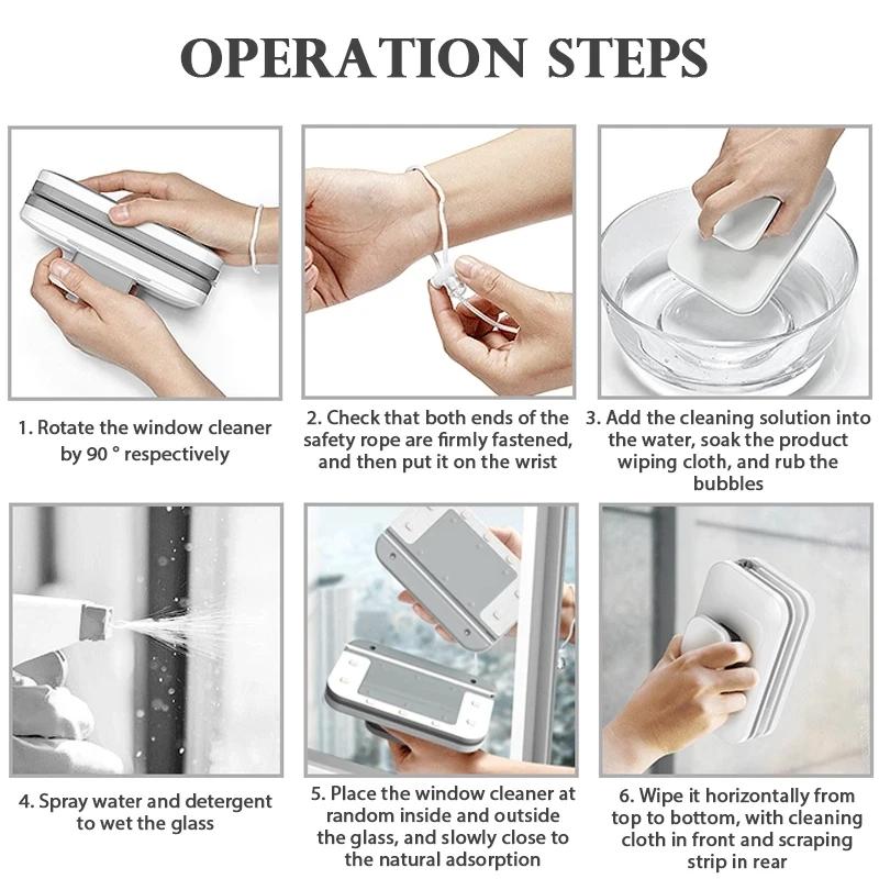 Улучшенная магнитная щетка для мытья окон, двусторонняя, автоматический слив воды, скребок, инструмент для стекла, для домашнего использования
