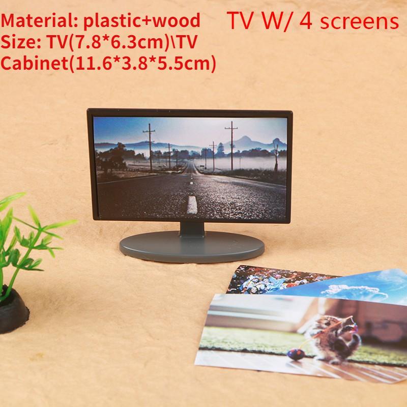 1:12 Dollhouse Vintage Old Style Miniature Television TV With Picture Doll House Furniture Living Room Bedroom Decor Model Toy