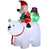 Inflatable Christmas Santa Claus on a polar bear, 200 cm, 5 LED lights, indoor and outdoor Christmas decoration, white
