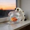 4 шт. Милая фигурка кошки и золотой рыбки в аквариуме, маленький аквариумный животный орнамент для украшения рабочего стола дома
