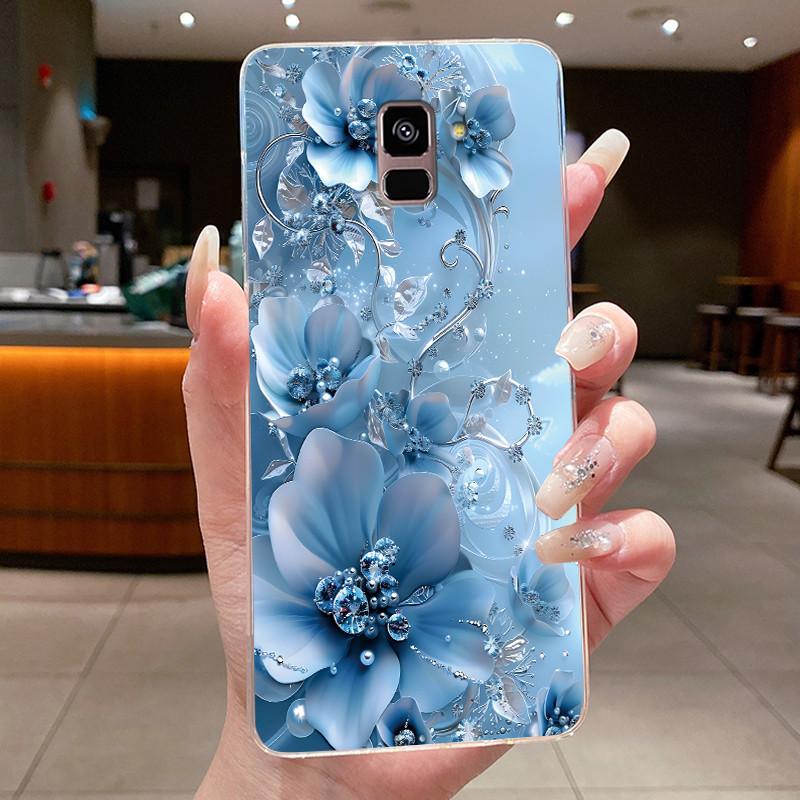 Case For Samsung Galaxy A8 A6 A5 2018 Flower Butterfly Phone Shells For Samsung A6 A8 Plus Soft Silicone Transparent TPU Cover