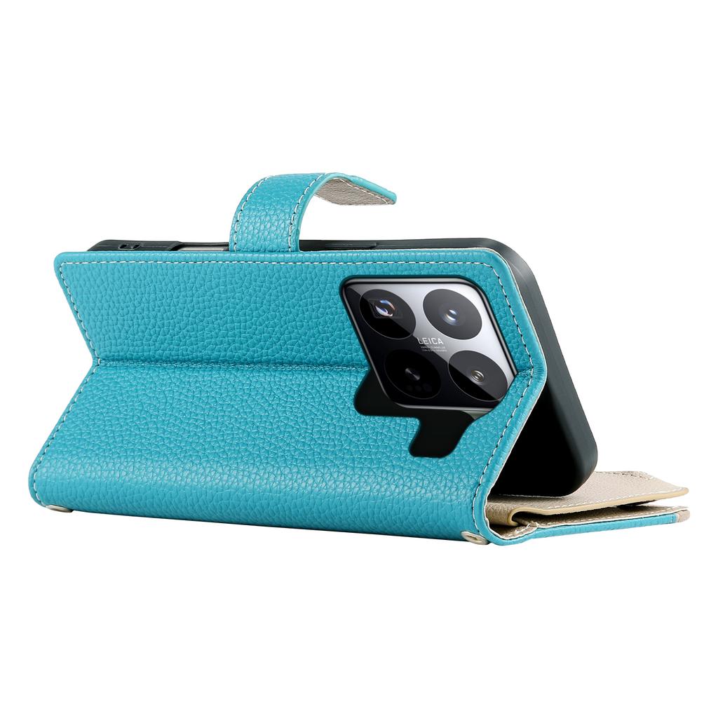 For Xiaomi 15 Pro Case Zipper Wallet Color Splicing Leather Flip Phone Cover with Straps
