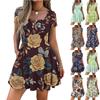 Women's Casual Floral Print Buttoned Elastic Bodycon Skirt With Pockets