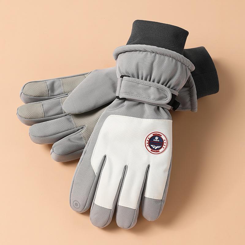 Лыжные перчатки для мужчин и женщин, для активного отдыха, для велоспорта, водонепроницаемые и нескользящие, с сенсорным экраном, утолщенные, с плюшевой подкладкой, теплые перчатки для осени и зимы