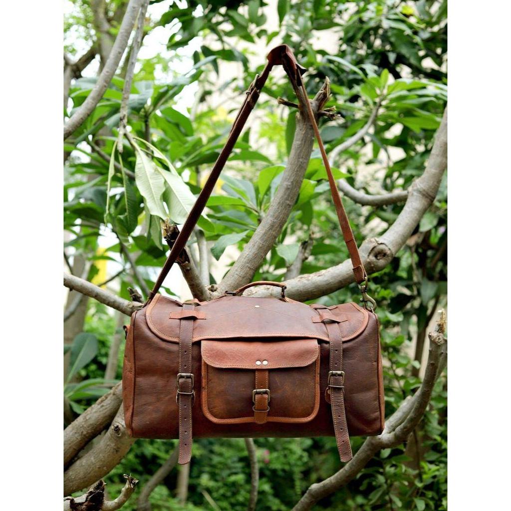 Leather Duffle Bag, Handmade Leather Weekender, Gym Bag, Leather Travel Bag, Overnight Bag, Leather Holdall, Vacation Duffel Bag Gift