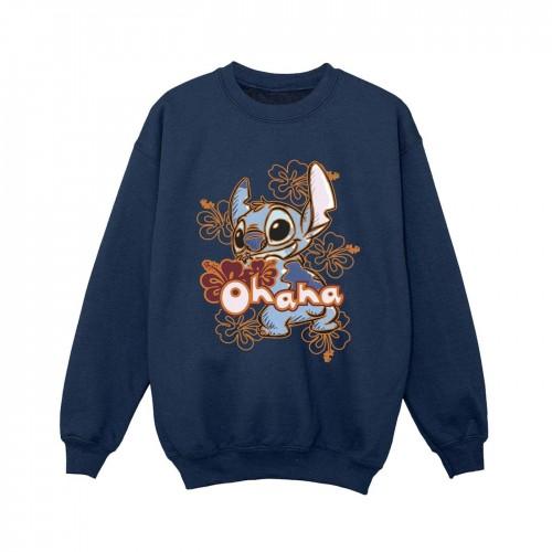 Disney Boys Lilo And Stitch Ohana Orange Hibiscus Sweatshirt