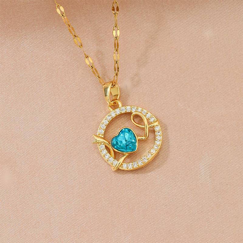 Ожерелье 'Любовь' Женское Высококлассное Простое и Универсальное Микровставленное Подвеска-Буква Цепочка на Ключицу Аксессуары