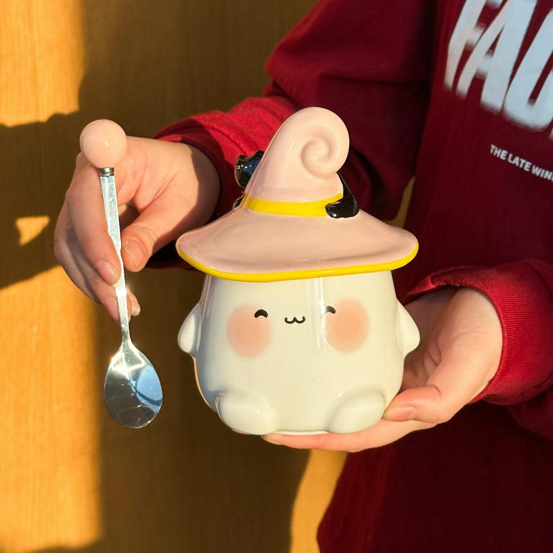 Хэллоуин милая чашка-привидение девушка керамическая кружка с крышкой ложкой офисная парная кофейная чашка сувенир