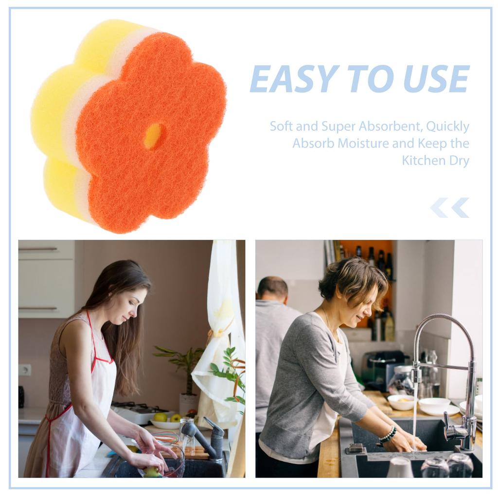 LEDMOMO Губка для 10 Губка для Губка Ткань для Форма цветка Кухня, Штук, Мытье посуды, Без царапин, Антибактериальный, Мытье посуды, Пенообразование,