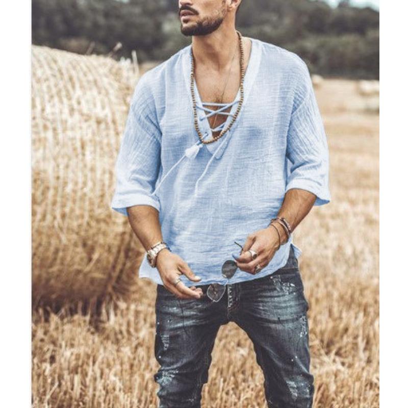 Футболка New Wish для мужчин с завязками на груди и рукавами средней длины