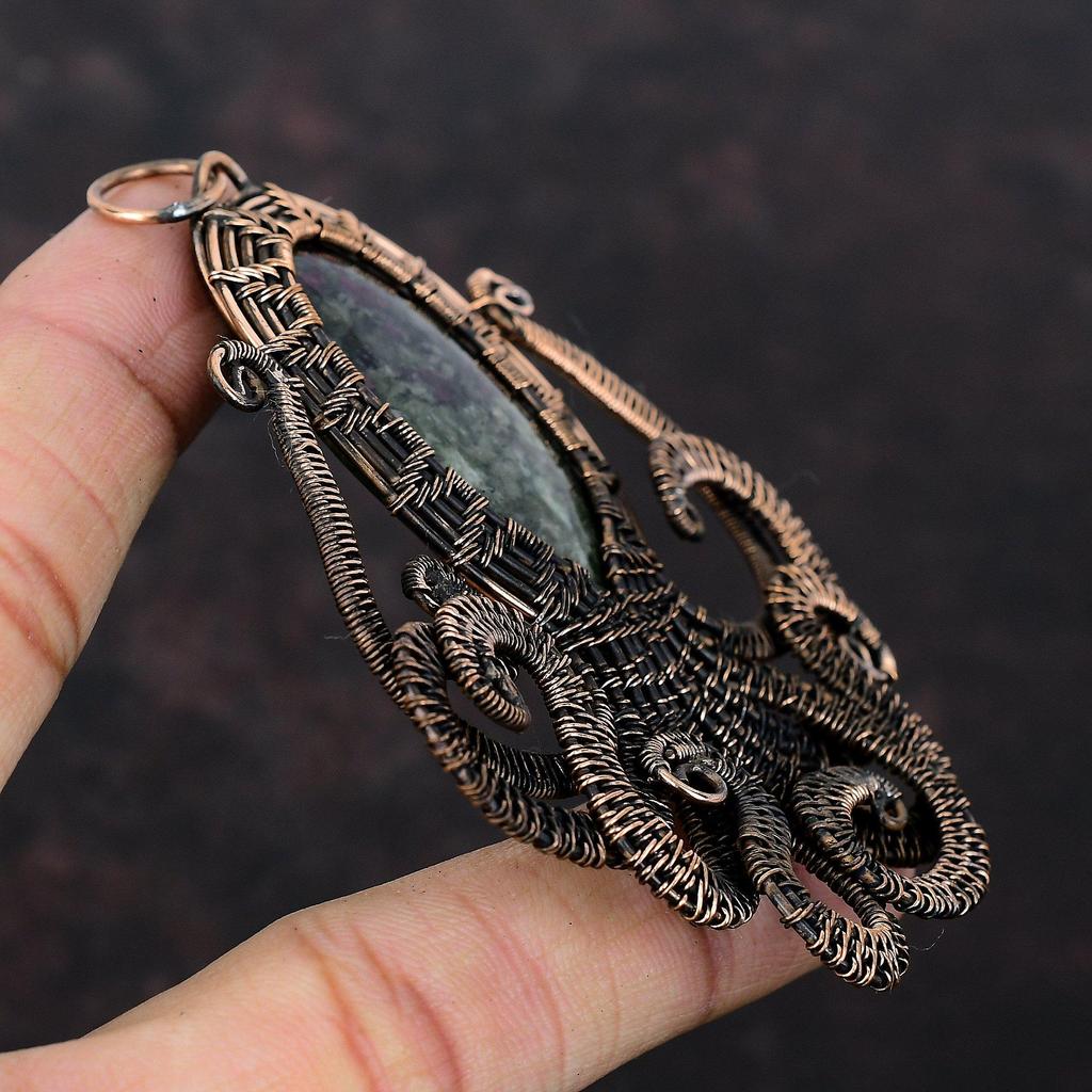Eudialyte Pendant Copper Wire Wrapped Gemstone Pendant Handmade Copper Jewelry Octopus Pendant Wire Wrap Jewelry Eudialyte Jewelry For Gift