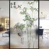 Китайский стиль бамбуковый узор приватная оконная пленка гостиная кухня раздвижные двери наклейки статическое прилипание матовые стеклянные пленки