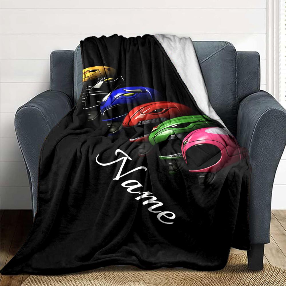 Custom Name Power Rangers Adventure Party Blanket For Couch Bed Plush Cozy Fuzzy Blanket Super Soft Warm Blankets For Fall And Winter 0916263