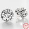 Новые сверкающие серьги-гвоздики из стерлингового серебра 925 пробы с изображением семейного дерева, модные подарки на день рождения
