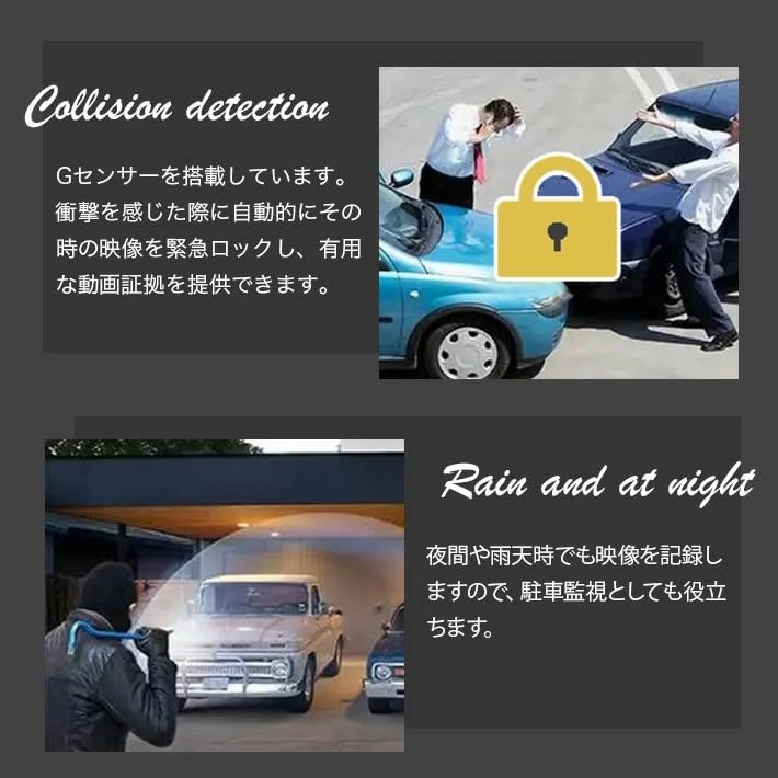 Drive Front and 3 32GB SD Card Large 12 Million Parking 170 Degree Wide 1080P Full WDR Security WDR Loop Impact Voice Japanese Manual Recorder, Rear,