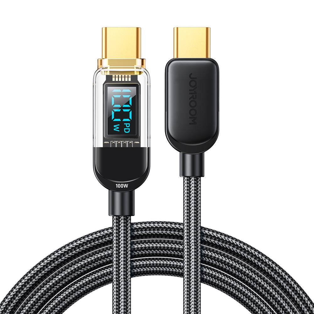Joyroom 100W USB-C to USB-C Charging Cable with Power Display, 1.2m, Black