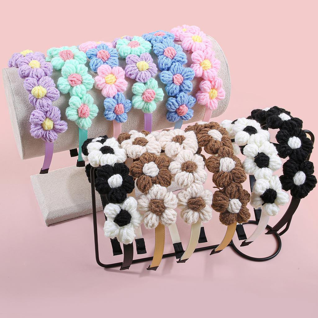Fashion Women Girls Headbands Knitting Yarn Flower Headbands Cute Flower with Teeth Hairbands Winter Hair Accessories