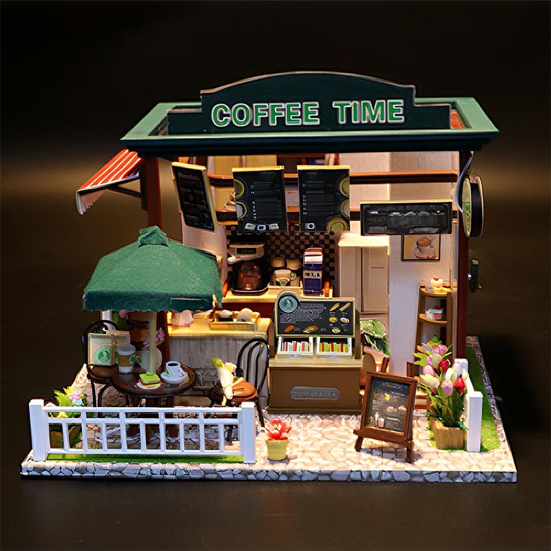 COFFEE TIME DIY Miniature House Creative Birthday Gift Assembly Model Ornament Black Friday