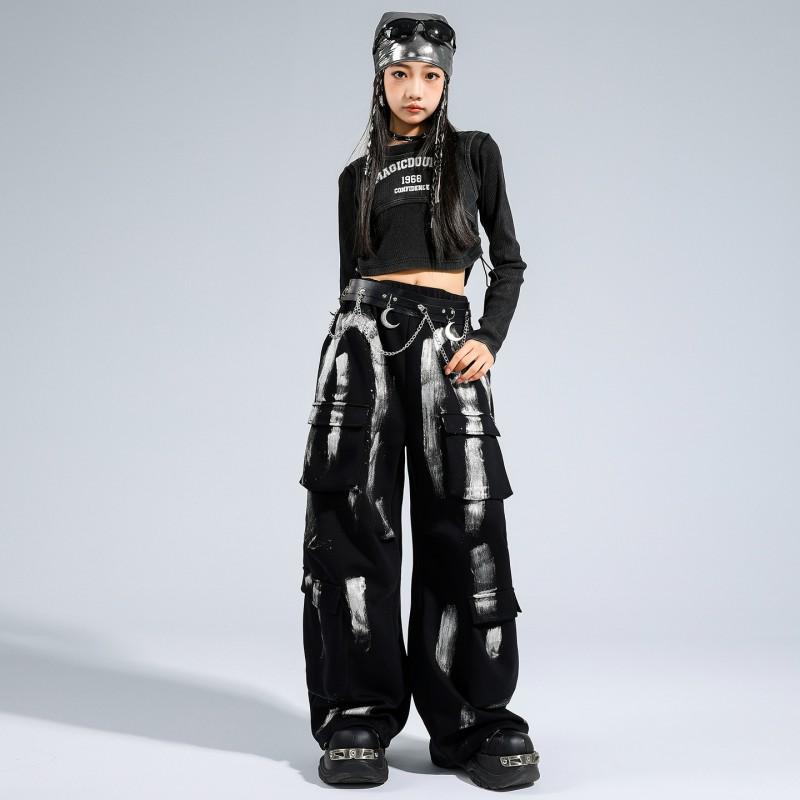 Girls Jazz Dance Outfit Set Hip Hop Streetwear Performance Costume Kids 8 Years