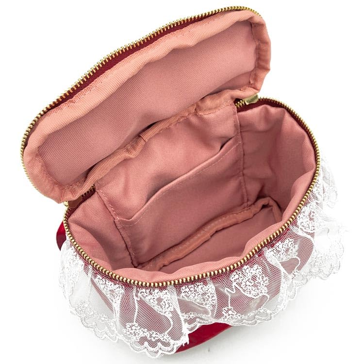 Moomin Lace Velor 2way Vanity Bag Ribbon Wine Red &