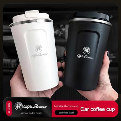 Портативная автомобильная кружка для кофе с лазерным логотипом автомобиля, термокружка для Giulietta Mito 159 Giulia Stelvio 156 147 Tonale Brera