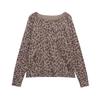 Women's Leopard Print Round Neck Long Sleeve Knit Sweater - European & American Style 2025 New Collection