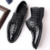 New Leather Shoes Men's Wedding Shoes Trendy British Pointed Toe Embossed Men's Shoes Genuine Leather Handmade Single Shoes