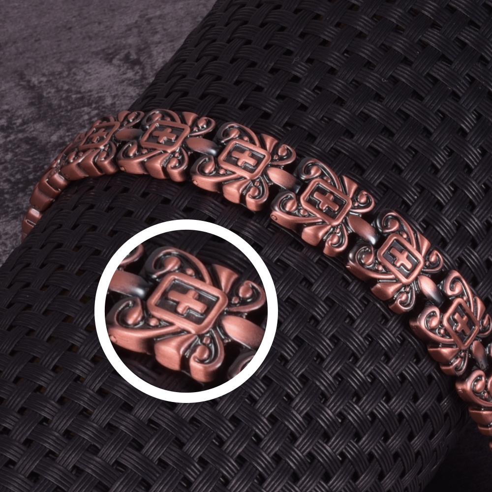 Ikuinen Магнитный медный браслет для женщин Крест 12 мм Магнитный браслет Преимущества Винтажный магнитный браслет из чистой меди