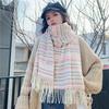 Korean Style Plaid Scarf for Women Winter Student Versatile Shawl Thickened Neck Warmer Cute Girlish Neck Gaiter