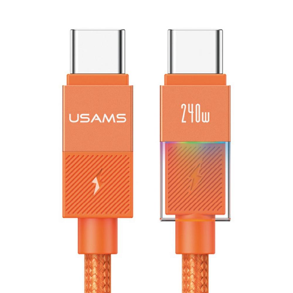 USAMS SJ775 U93 1.2m 240W Fast Charging Cable Type-C to Type-C Data Sync Cord with Colorful Light